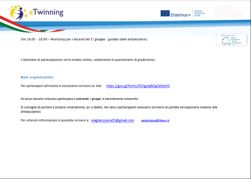 Seminario provinciale eTwinning il 14 novembre 2018