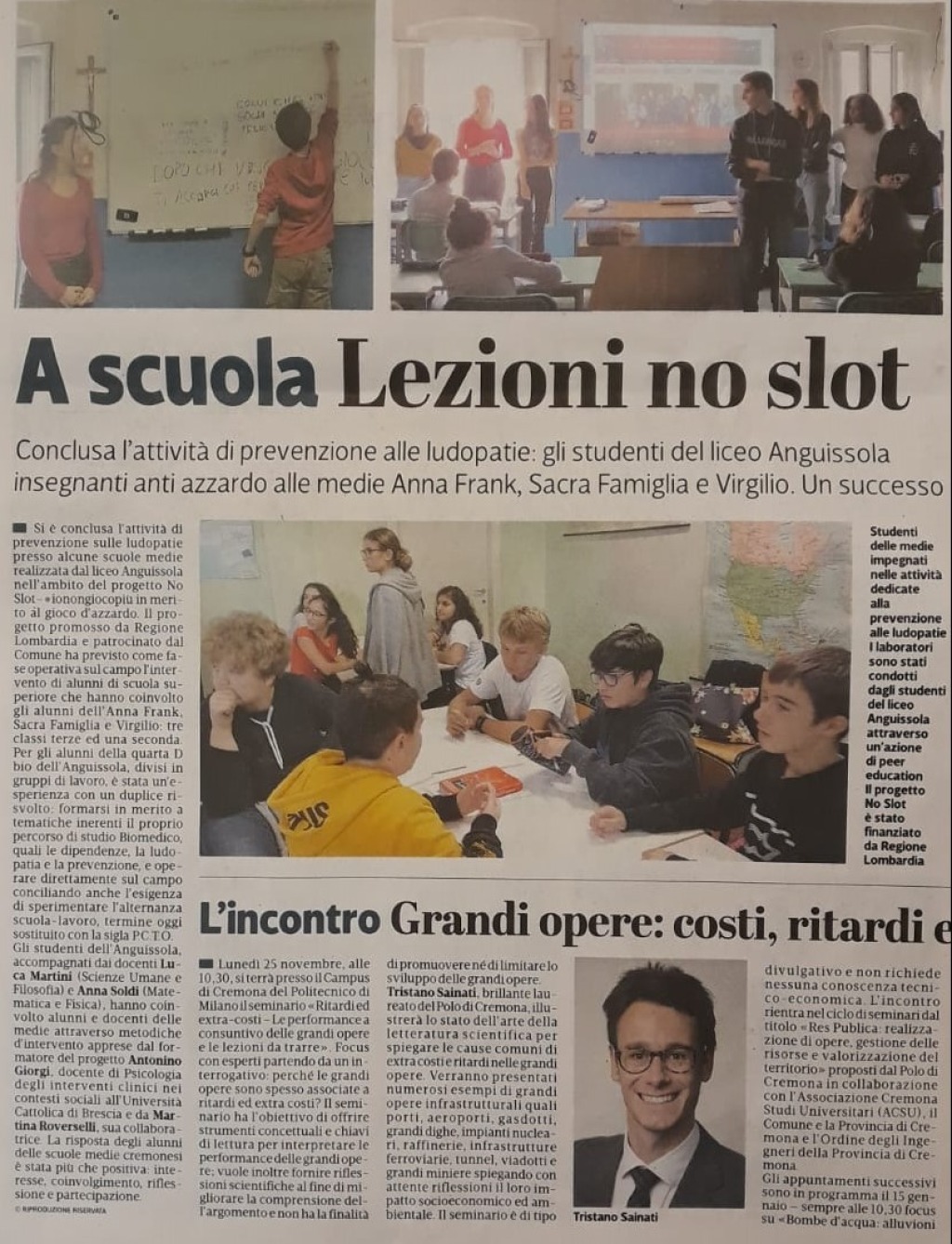 Prevenzione ludopatie alle scuole medie